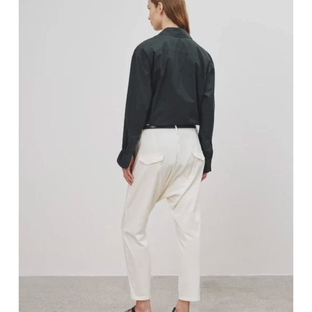 Nili Lotan 2 Slouchy Paris Pants $345 Drop Crotch Cotton Cropped White EUC - Picture 2 of 10